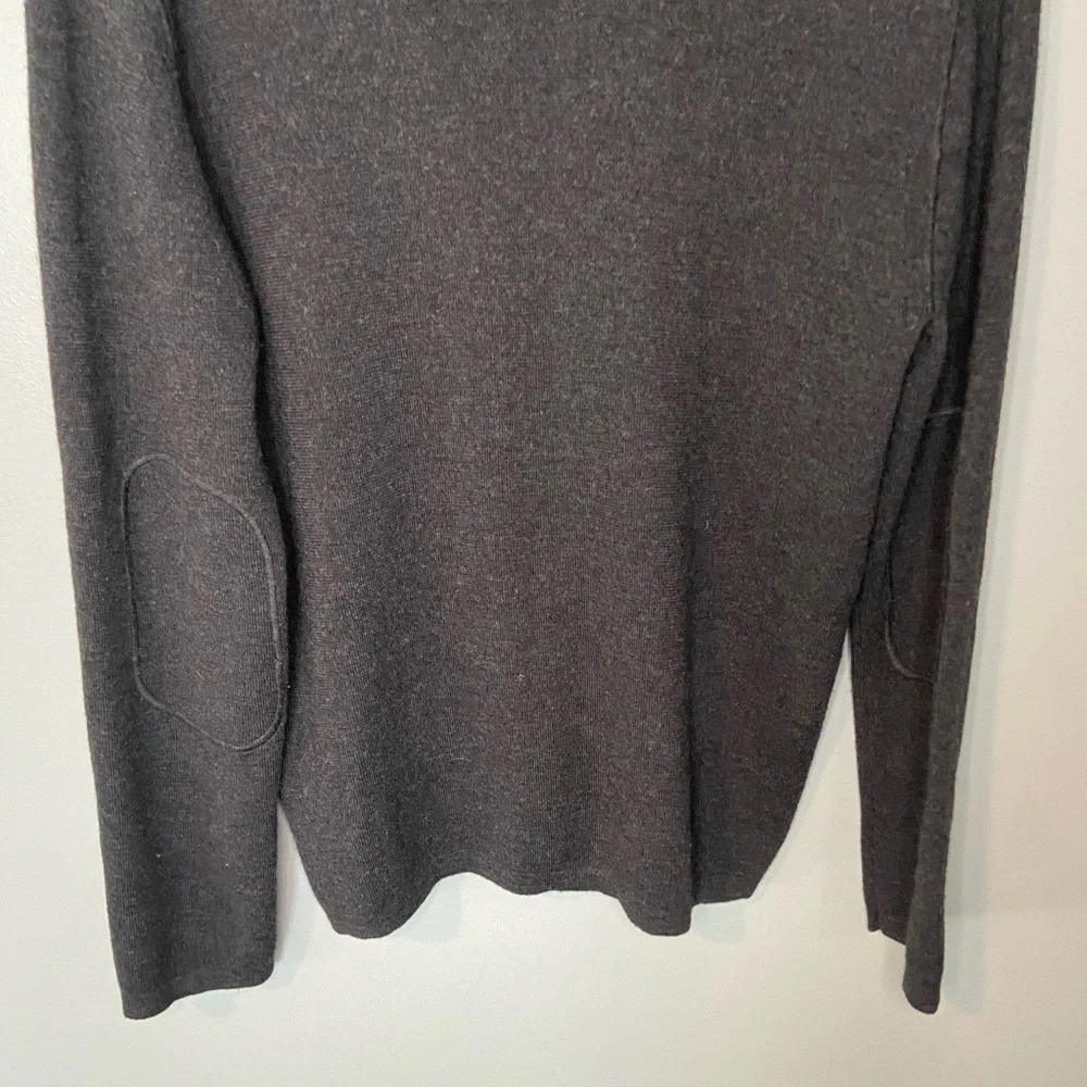 Banana Republic Extra Fine Italian Merino Wool Collared Sweater Elbow Patches